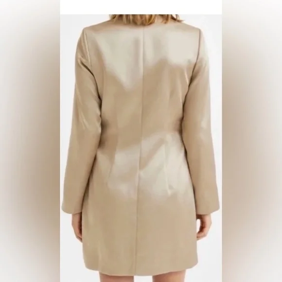 H&M Champagne Double Breasted Satin Dress/Blazer - Picture 4 of 11